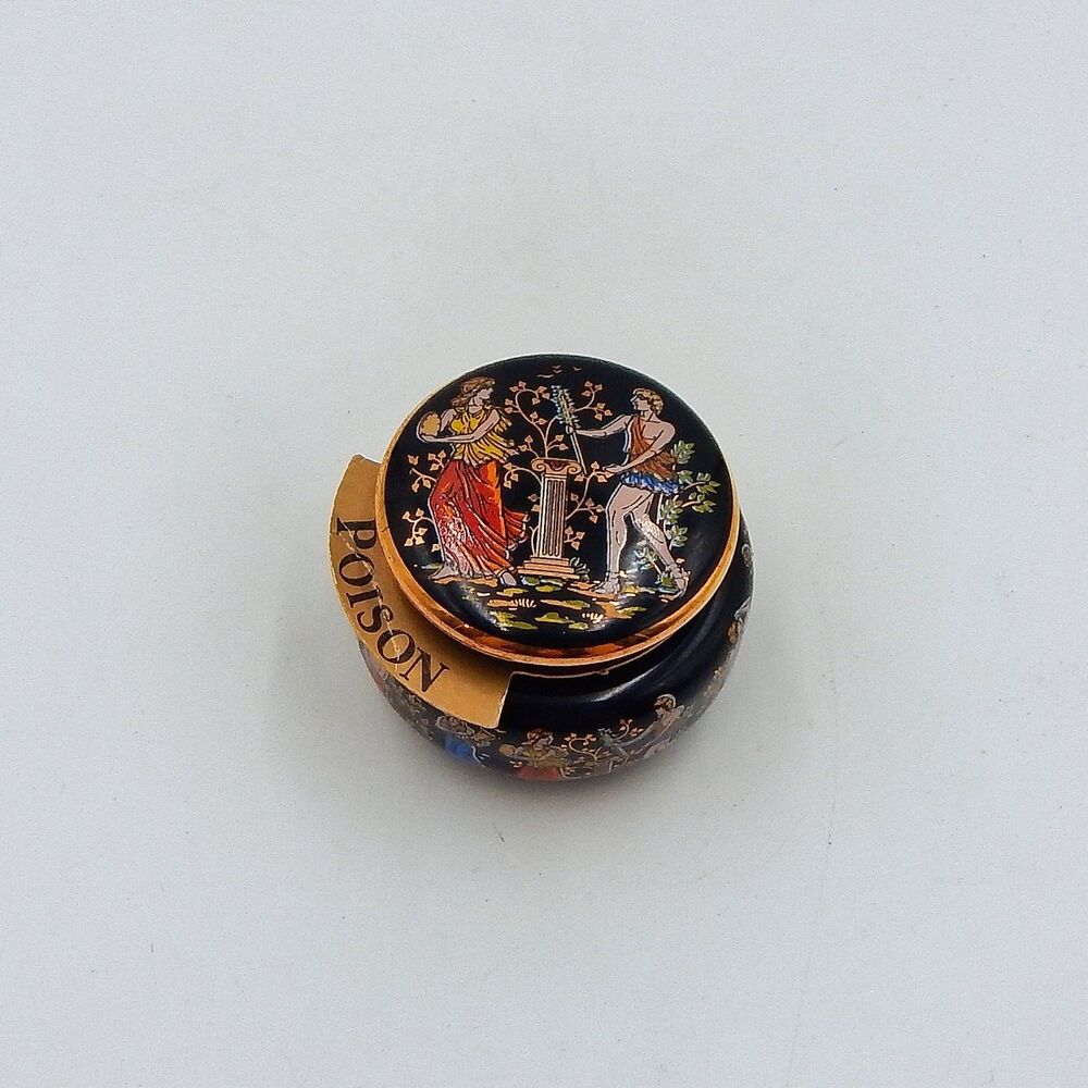 Ceramic Greek Solid Perfume Pot Application Pad Label Trinket Box Empty